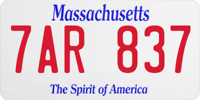 MA license plate 7AR837