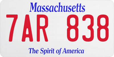 MA license plate 7AR838