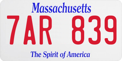 MA license plate 7AR839