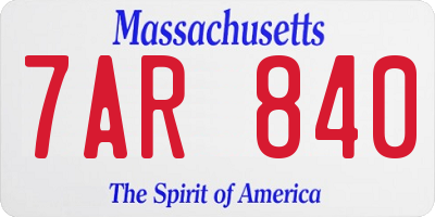 MA license plate 7AR840