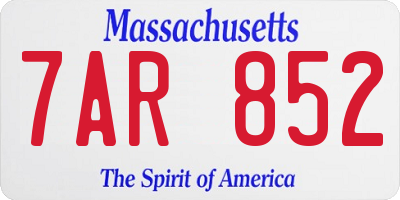 MA license plate 7AR852