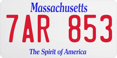 MA license plate 7AR853