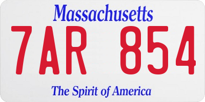 MA license plate 7AR854