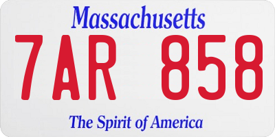MA license plate 7AR858