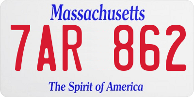 MA license plate 7AR862