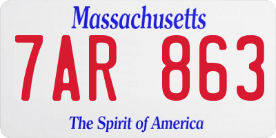 MA license plate 7AR863