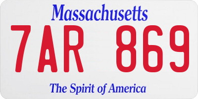 MA license plate 7AR869