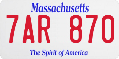 MA license plate 7AR870