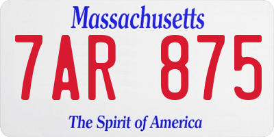 MA license plate 7AR875