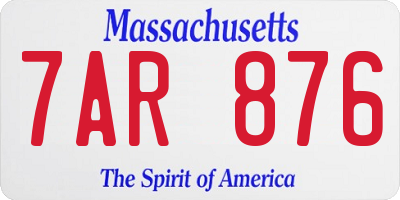 MA license plate 7AR876
