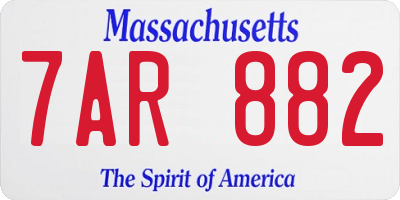 MA license plate 7AR882