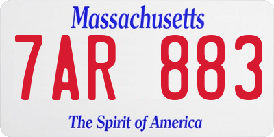 MA license plate 7AR883