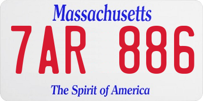 MA license plate 7AR886