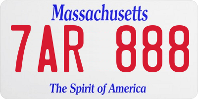 MA license plate 7AR888