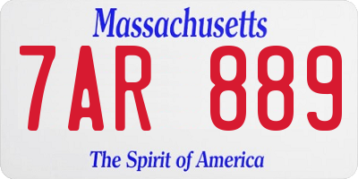 MA license plate 7AR889