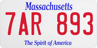 MA license plate 7AR893