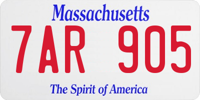 MA license plate 7AR905