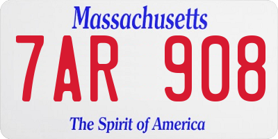 MA license plate 7AR908