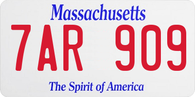 MA license plate 7AR909