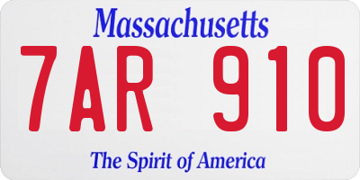 MA license plate 7AR910