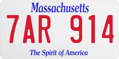 MA license plate 7AR914