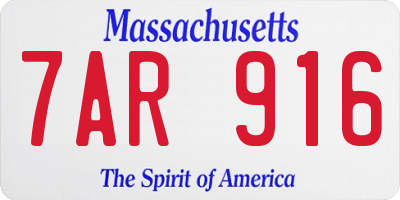 MA license plate 7AR916
