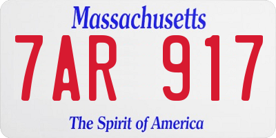 MA license plate 7AR917