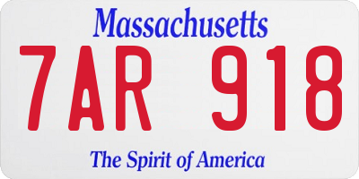 MA license plate 7AR918