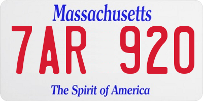 MA license plate 7AR920