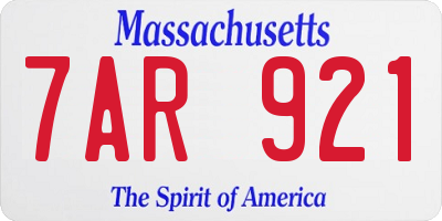 MA license plate 7AR921