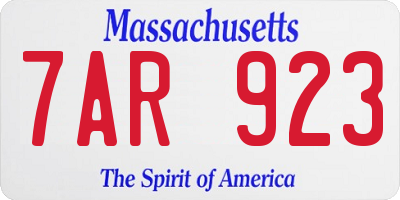 MA license plate 7AR923