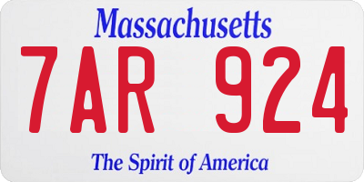 MA license plate 7AR924