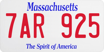 MA license plate 7AR925