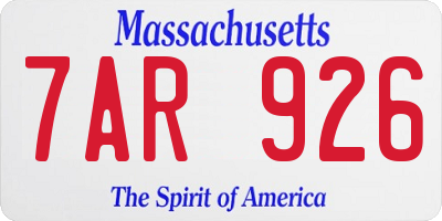 MA license plate 7AR926