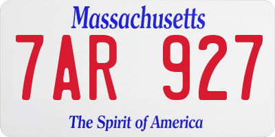 MA license plate 7AR927