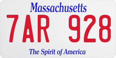 MA license plate 7AR928