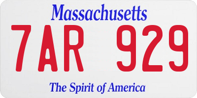 MA license plate 7AR929
