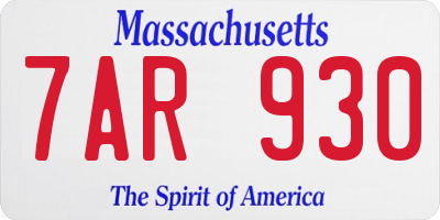 MA license plate 7AR930
