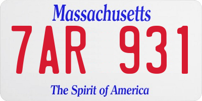 MA license plate 7AR931