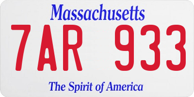 MA license plate 7AR933
