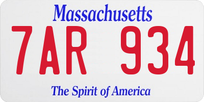 MA license plate 7AR934