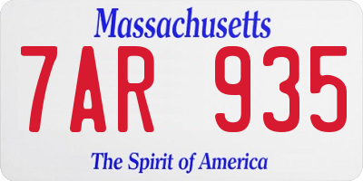 MA license plate 7AR935