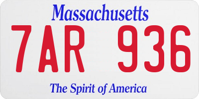 MA license plate 7AR936