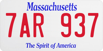 MA license plate 7AR937