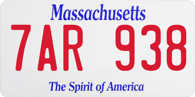 MA license plate 7AR938