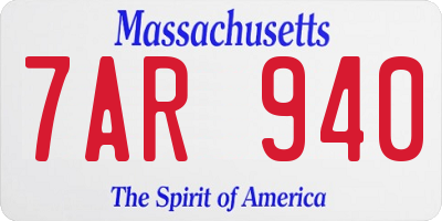 MA license plate 7AR940