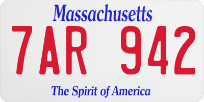 MA license plate 7AR942