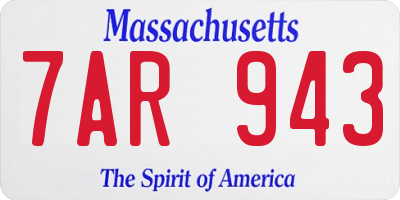 MA license plate 7AR943