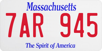 MA license plate 7AR945