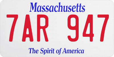 MA license plate 7AR947